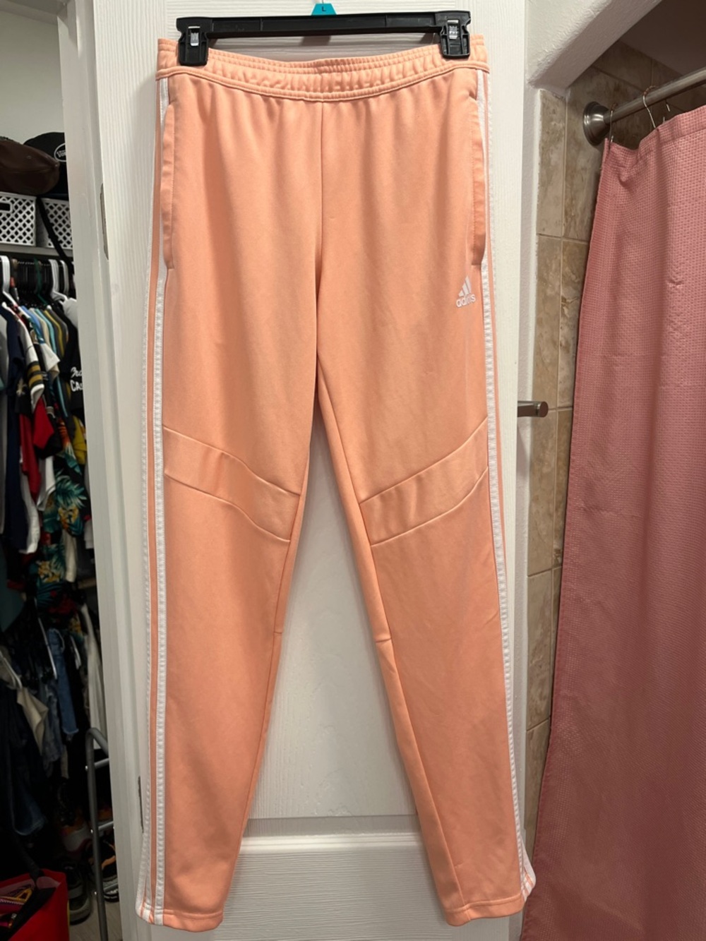 Adidas Peach Track Joggers with White 3-Stripes